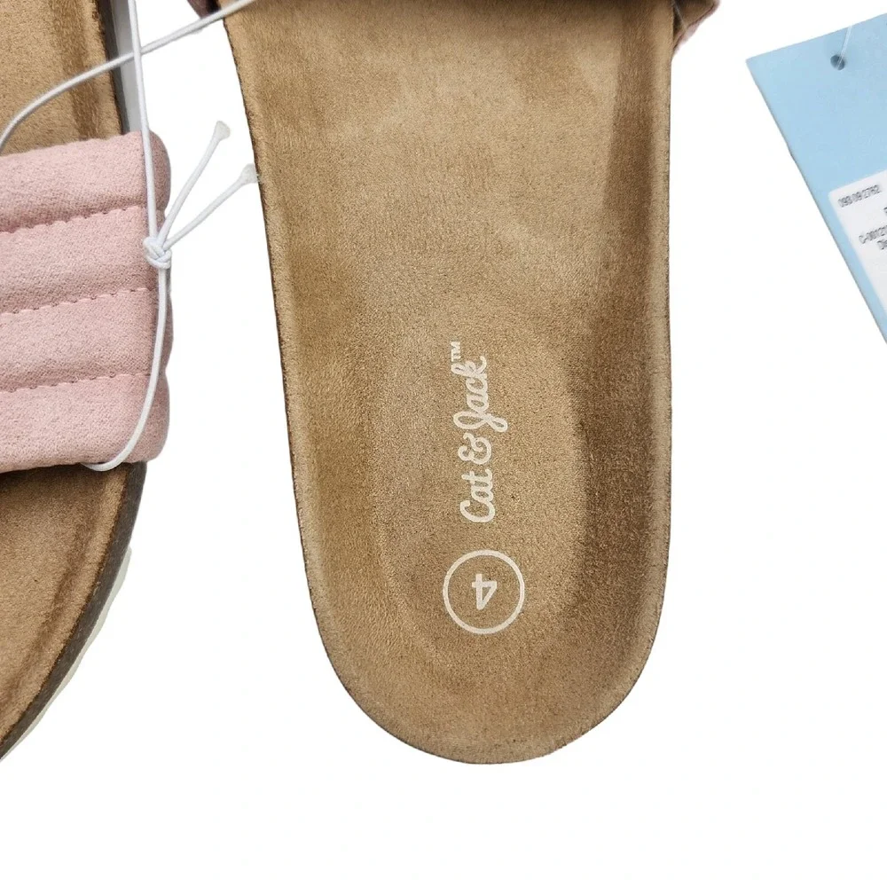 Cat & Jack Sandals Youth Girls Size 4 Pink‎ Selma Slide On Non-Marking Open Toes